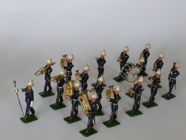 Britains from Set #1281 Royal Marine Band: Post War. 17 pieces. Unboxed. Condition very good.