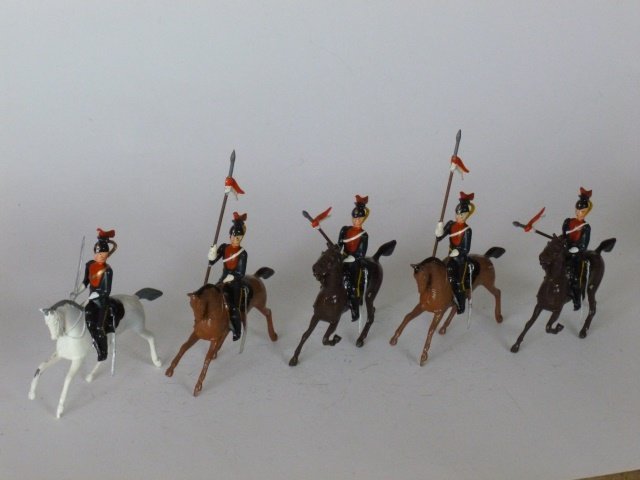 Britains Set #2076 12th Lancers: Post War. 5 pieces. Unboxed. Condition excellent.
