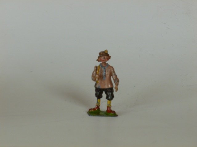Britains Set #587 Village Idiot in pink: Pre-War. One piece. Unboxed. Condition very good. (replacement straw)