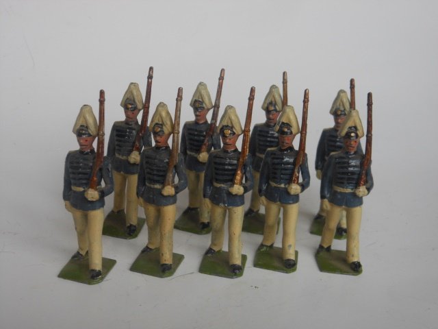 Britains from Set #219 Argentine: The Military School Cadets. 9 pieces. Pre-War. Unboxed. Condition very good