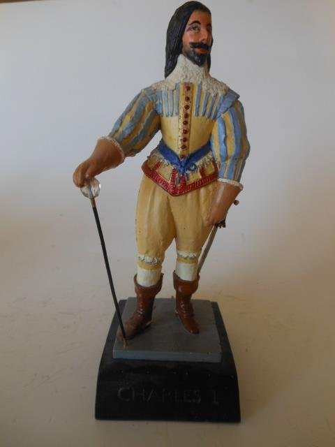 Willetts Charles the First on plinth: 6.5 inches high. Composition material sold through Charles Morrell's store in Burlington Arcade, London. Post War. Condition excellent.