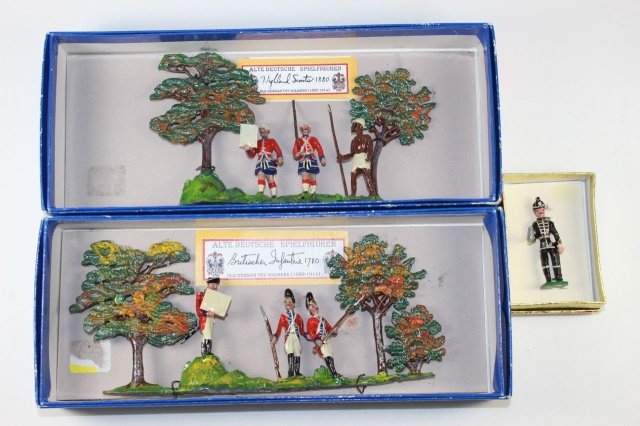 Dan Boline Alte Deutsche Spielfiguren: Prussian Hussar 1900, Britscher Infantrie 1780, Highland Scots 1880 Excellent Condition With Boxes 3 Pieces