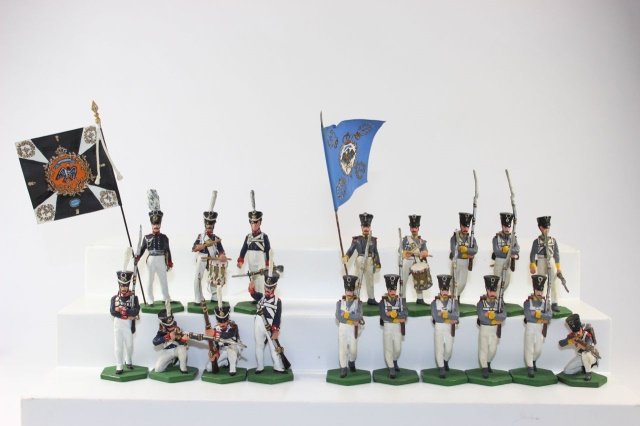 Niena Prussians: Infantry and Silesian Infantry With Standards Excellent Condition, No Box 20 Pieces