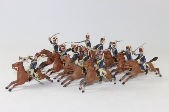 Heyde Prussian Hussars: Mtd At Gallop 48mm Very Good to Excellent Condition (Swords detached and bent) 11 Pieces