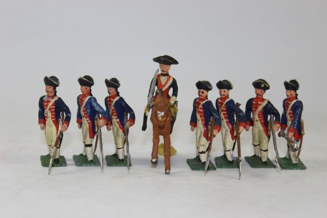 Heyde Revolutionary War Colonial Infantry: With Mtd. Revolutionary War Officer Excellent Condition Unboxed 8 Pieces