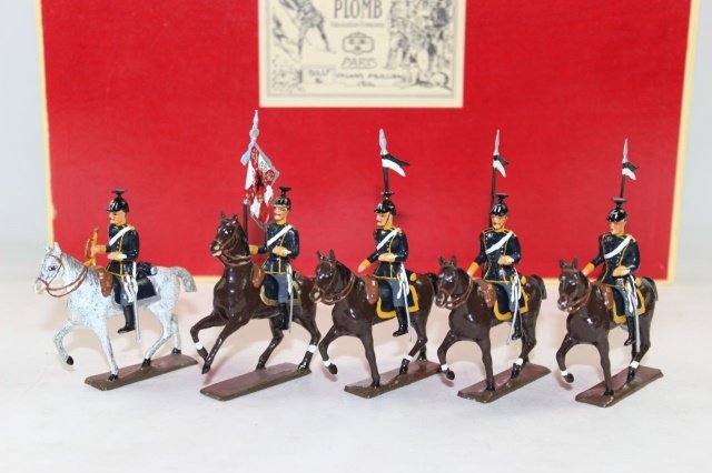 C.B.G Mignot Prussian Ulan Lancers: With Standard And Bugler Excellent Condition Boxed 5 Pieces