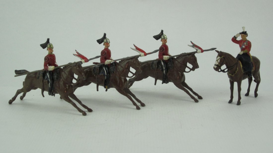 Britains from Sets #44 and #2065 Cavalry: Post War. No box. 4 Pieces. Condition Excellent.
