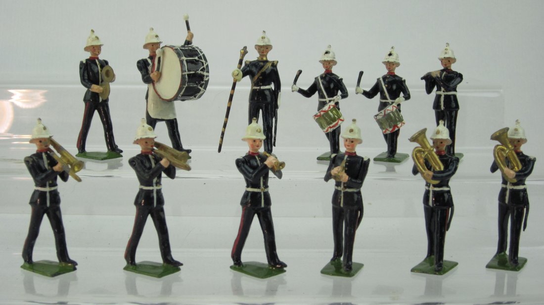 Britains Set #1291 Royal Marine Band: Post War. Metal Drums. No box. 12 Pieces. Condition Excellent.