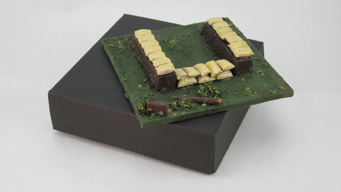 The Army Supply Company Copy of Britains Set #1746: Sandbagged Machine Gun Emplacement. Circa 1990. 6 Inch by 6 Inch base. In Original box. 1 Piece. Condition Near Mint.