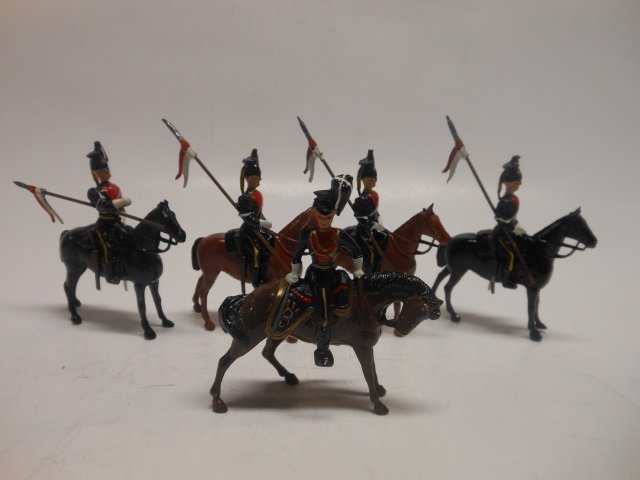 Britains set #24 Ninth Queen's Royal Lancers: 5 pieces. Post War. Unboxed. Condition excellent