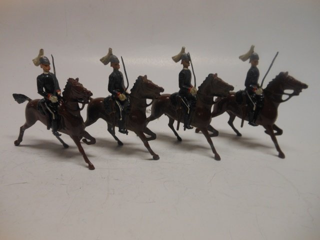 Britains from set #1631 Canadian Governor: General's, Cavalry. 4 pieces. Post War (no officer) Unboxed. Condition excellent.