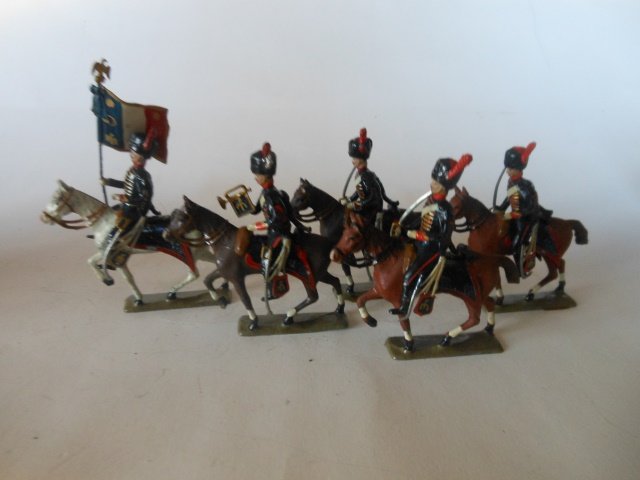 Mignot Napoleonic Old Guarde Cavalry: 6 pieces. Post War. Unboxed. Condition very good.