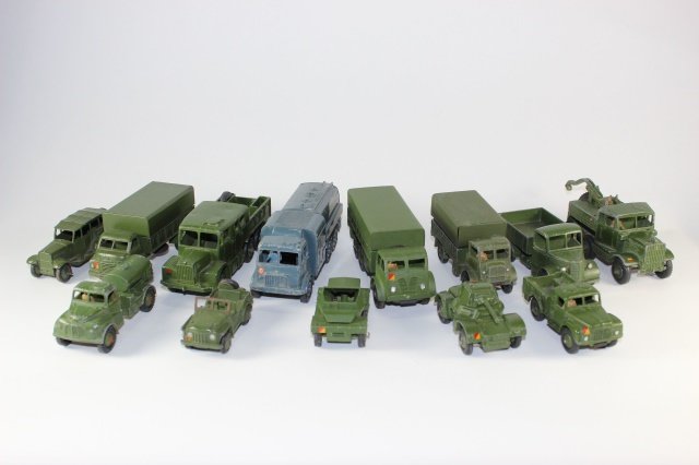 Dinky Military Diecast: 3 Ton Army Wagon, Medium Artillery Tractor, Pressure Refueler, 10 Ton Army Truck, Army Wagon, Flatbed Truck, Recovery Tractor, Army 1 Ton Cargo Truck, Army Water Tanker, Austin Champ, Scout Car, Armou