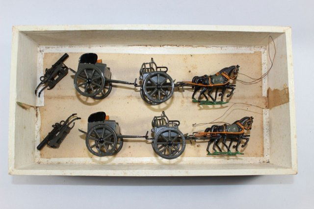 Heyde Machine Gun Wagons: Caissons And Gun Carts 48mm Excellent Condition With Box (damage to box) 8 Pieces