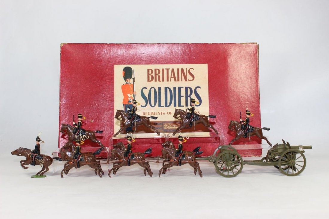 Britains Set #39 Royal Horse Artillery: With Gun And Escort Post War Excellent With Box 13 Pieces