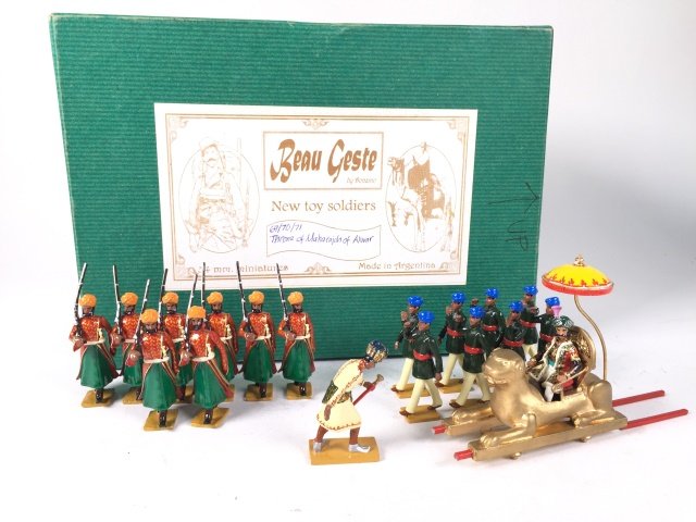 Beau Gest Sets #69, #70 and #71 Throne Maharaja: of Alwa With original box. 19 Pieces. Condition Figures Excellent: Throne handles are broken, two missing. Condition Box Excellent