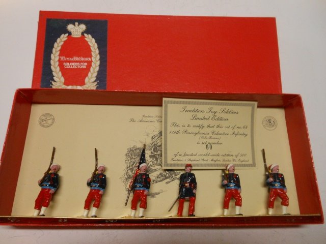 Tradition, ACW Union Zouaves: 6 pieces tied in original box; plus a certificate. Post War. Condition excellent; box very good.