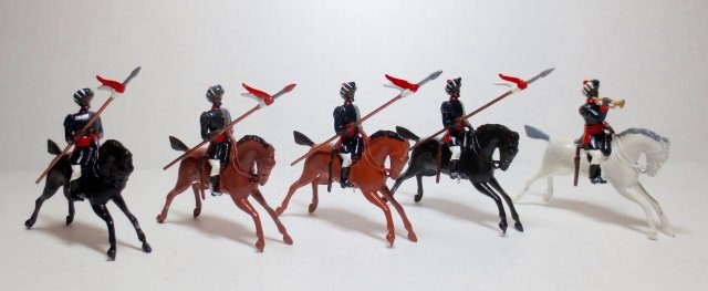 Britains Set #66 Duke Of Connaught's Lancers: 5 pieces. Unboxed. Condition good.