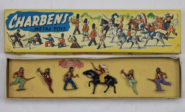 Charbens Set #4416 American Indians: North American Indians. Post War. 6 pieces. Condition: figures mint tied-in-box, Box very good to excellent with worn label.
