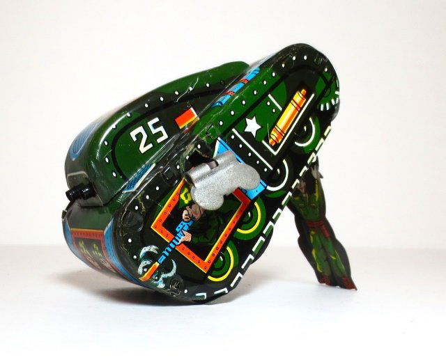 Marx Army Turnover Tank #25 Wind-up Tin Toy (1 of 1)