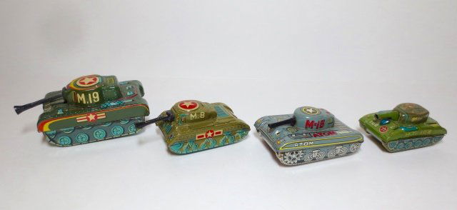 Japan Assorted Makers Tin Friction Tanks (1 of 1)