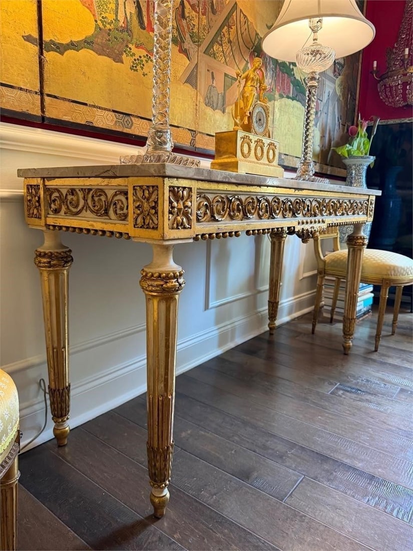 Louis XVI Style Marble Top Console Table (1 of 9)