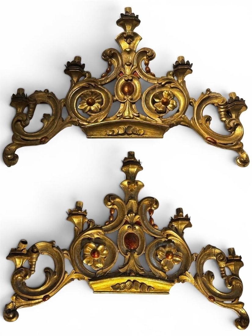 18th / 19th c. Italian Gilded Candelabra Sconces (1 of 17)