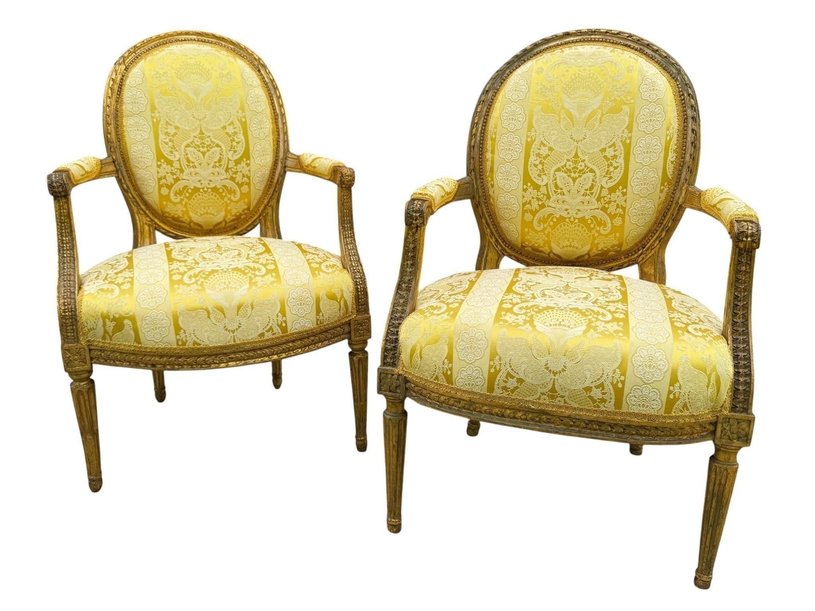 Pair 19th c. Louis XVI Giltwood Chairs Schumacher (1 of 16)