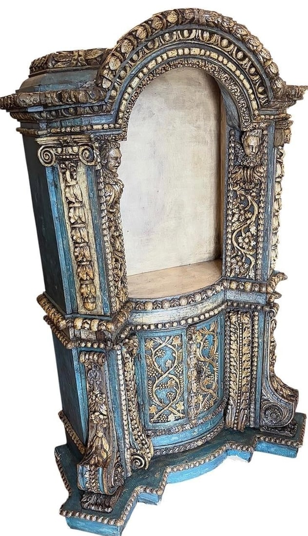 19th c. Spanish Colonial Carved Niche Cabinet (1 of 3)