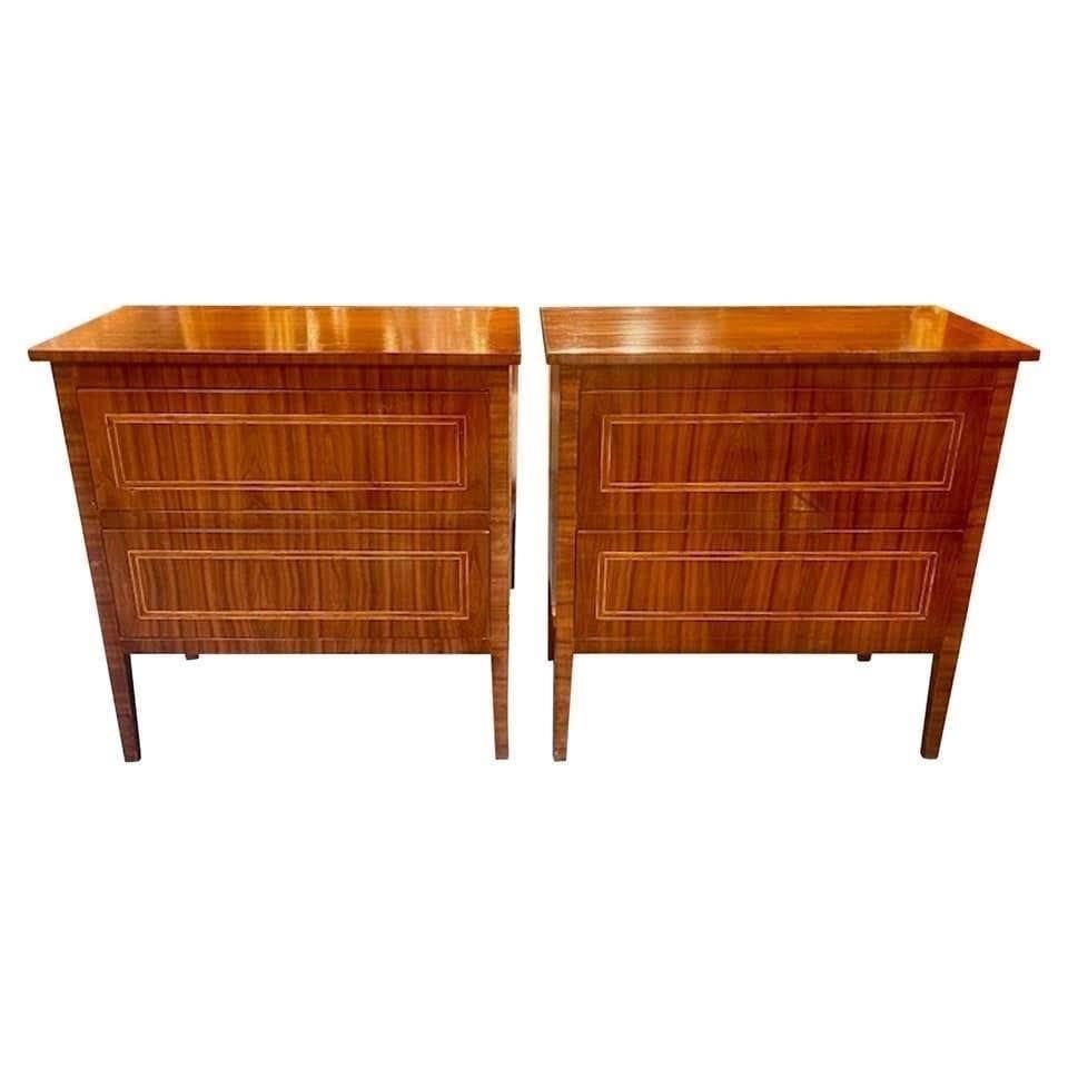 Pair Italian Neoclassical style Bedside Tables (1 of 4)