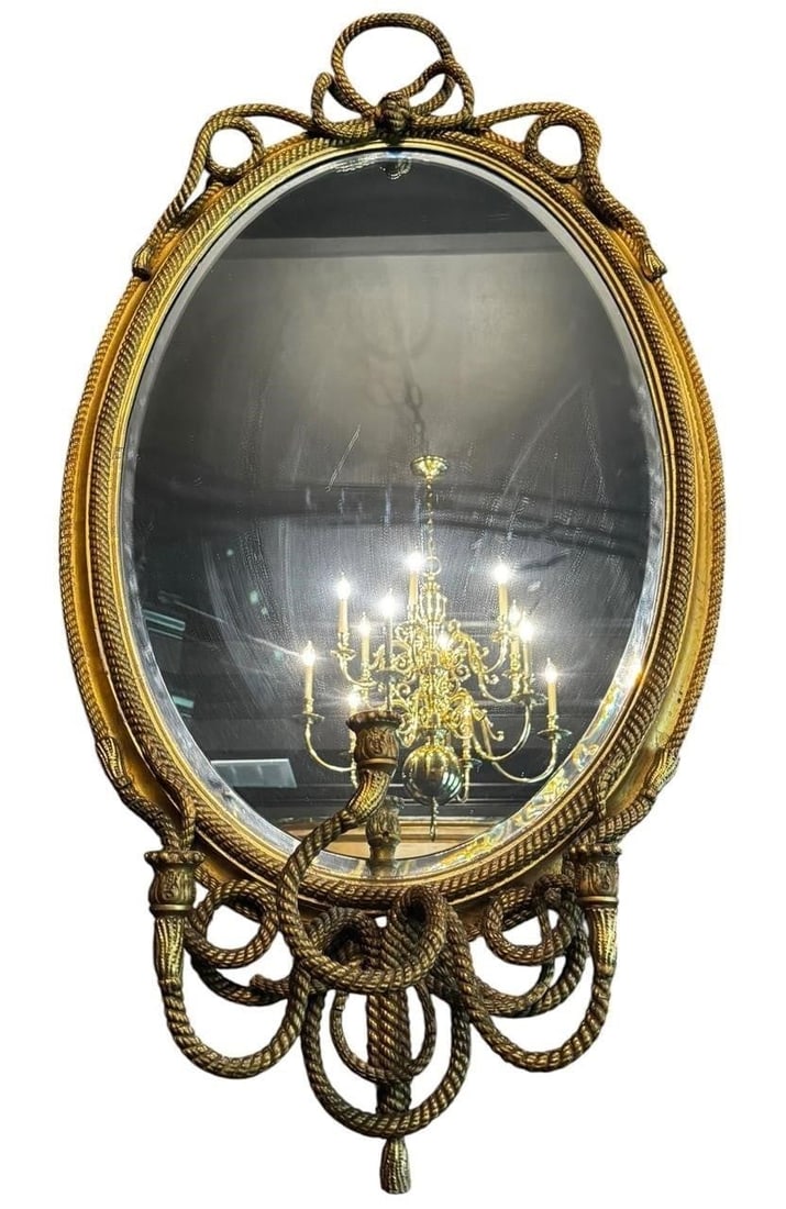 Large 19th c. Giltwood Napoleon III Rope Mirror (1 of 12)