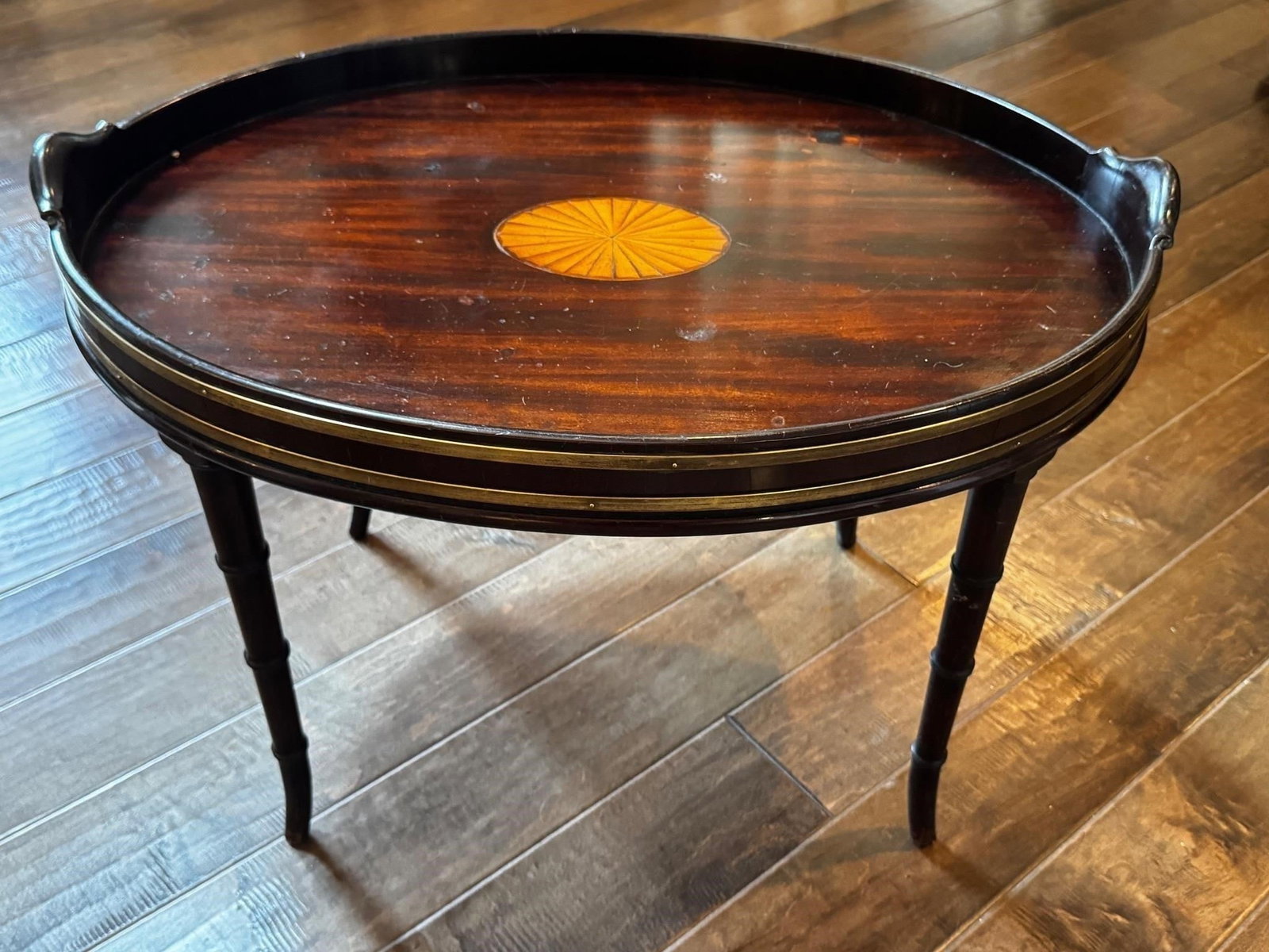 English Regency Brass Mahogany Tray Table (1 of 9)