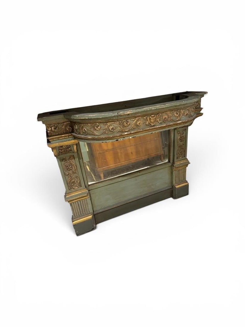 19th c. French Louis XVI Console: This lot is located in Dallas, TX Louis XVI style. Original parcel gilt finish. Mirror back. Without top. 40w x 15d x 33h. Good Condition - May have age appropriate wear consistent with use such as ma