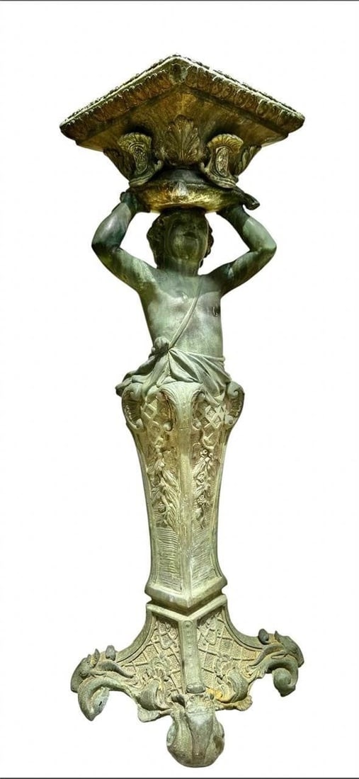 Bronze Garden Terminal Form Cherub Jardiniere (1 of 12)