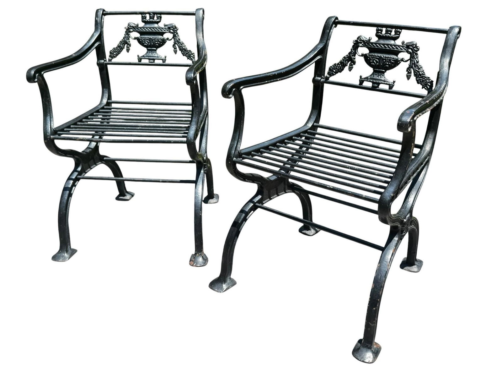 Pair cast iron chairs Karl Friedrich Schinkel (1 of 7)