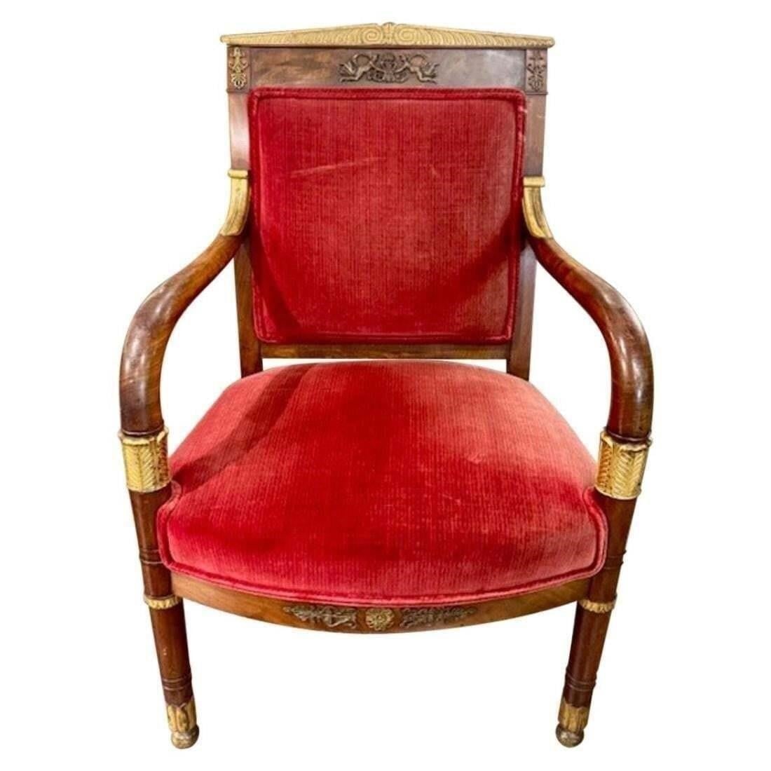 19th c. French Empire Walnut Armchair (1 of 1)
