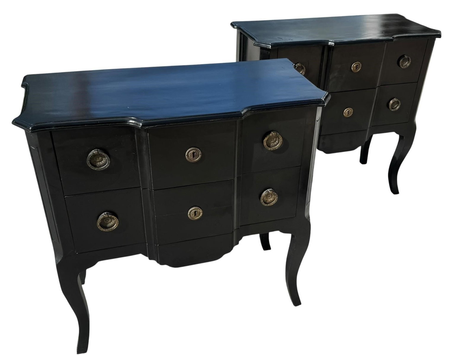 Pair Black Lacquer Louis XVI Transitional Chests (1 of 6)
