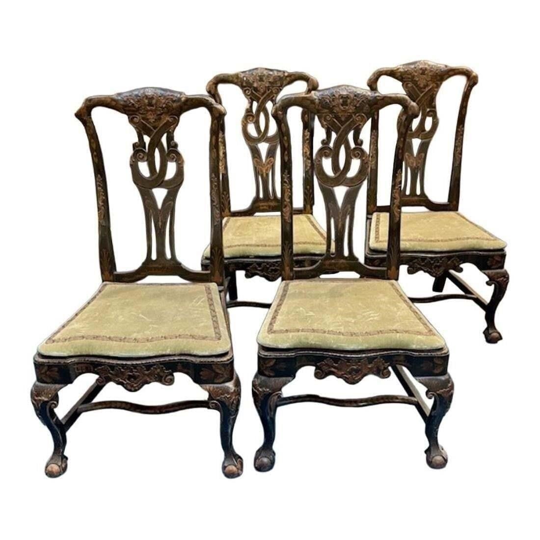 Set of 4 19th c. English Chinoiserie Side Chairs (1 of 1)