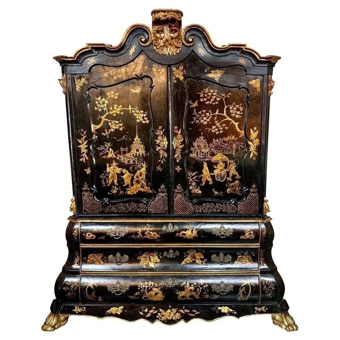 Imposing 19th c. Dutch Chinoiserie Cabinet (1 of 3)