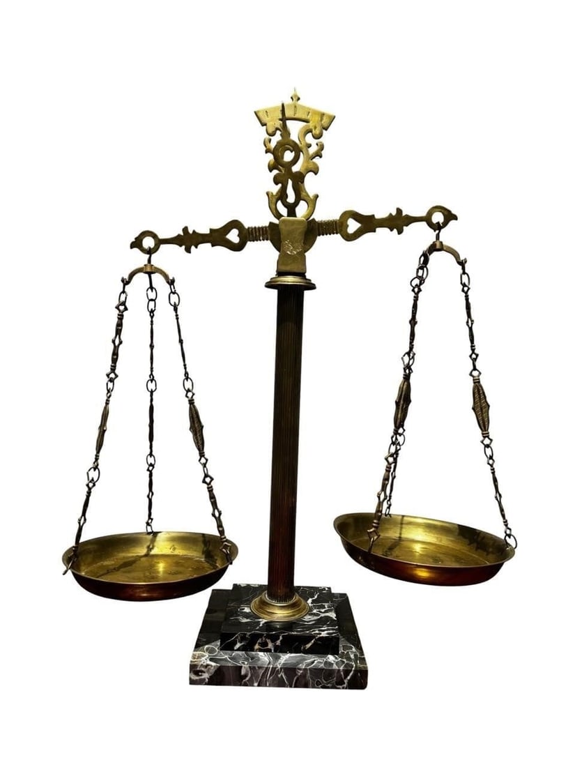 Large Empire style Brass and Marble Scale (1 of 11)