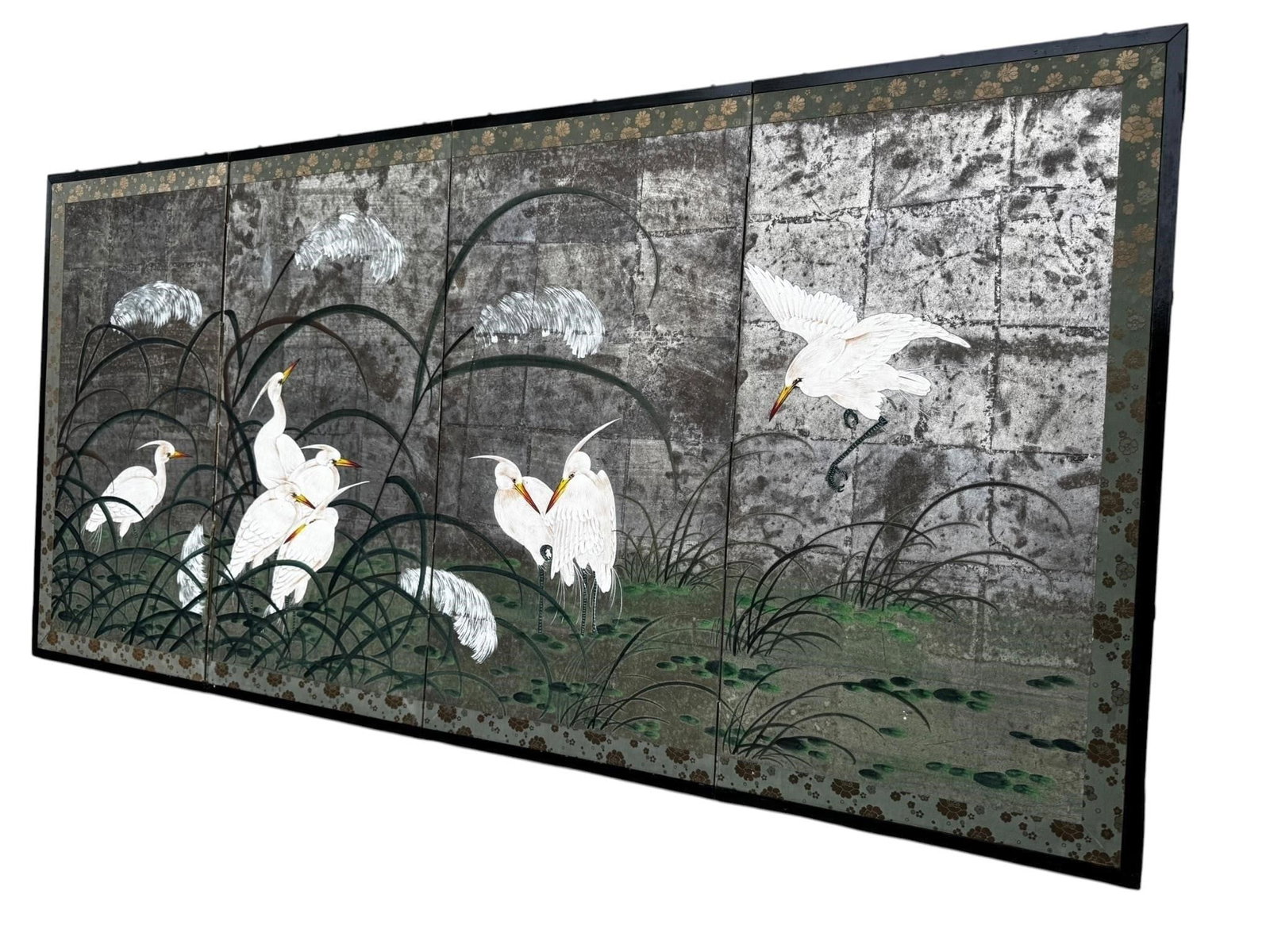 Gracie style Japanese school silver leaf Screen (1 of 8)