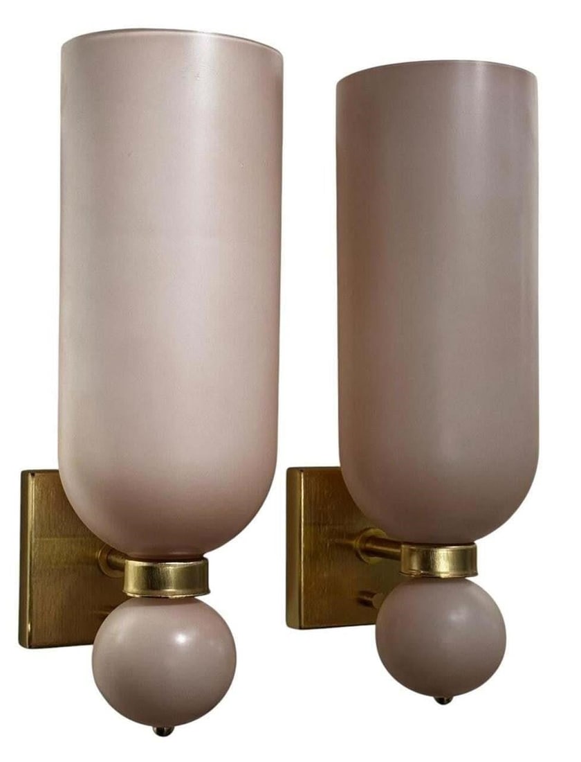 Pair of Matte Pink Murano Glass Wall Sconces (1 of 2)