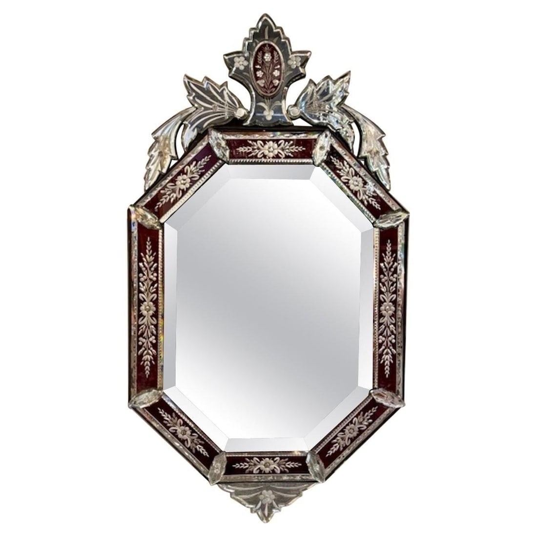 Vintage Venetian Etched Mirror: This lot is located in Dallas, TX May have age appropriate wear consistent with use such as marks on the finish, scratches, scuffs etc. Please review photos carefully and ask questions prior to biddin