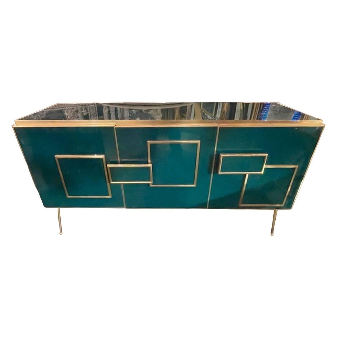 Modern Italian Green Glass Sideboard (1 of 1)