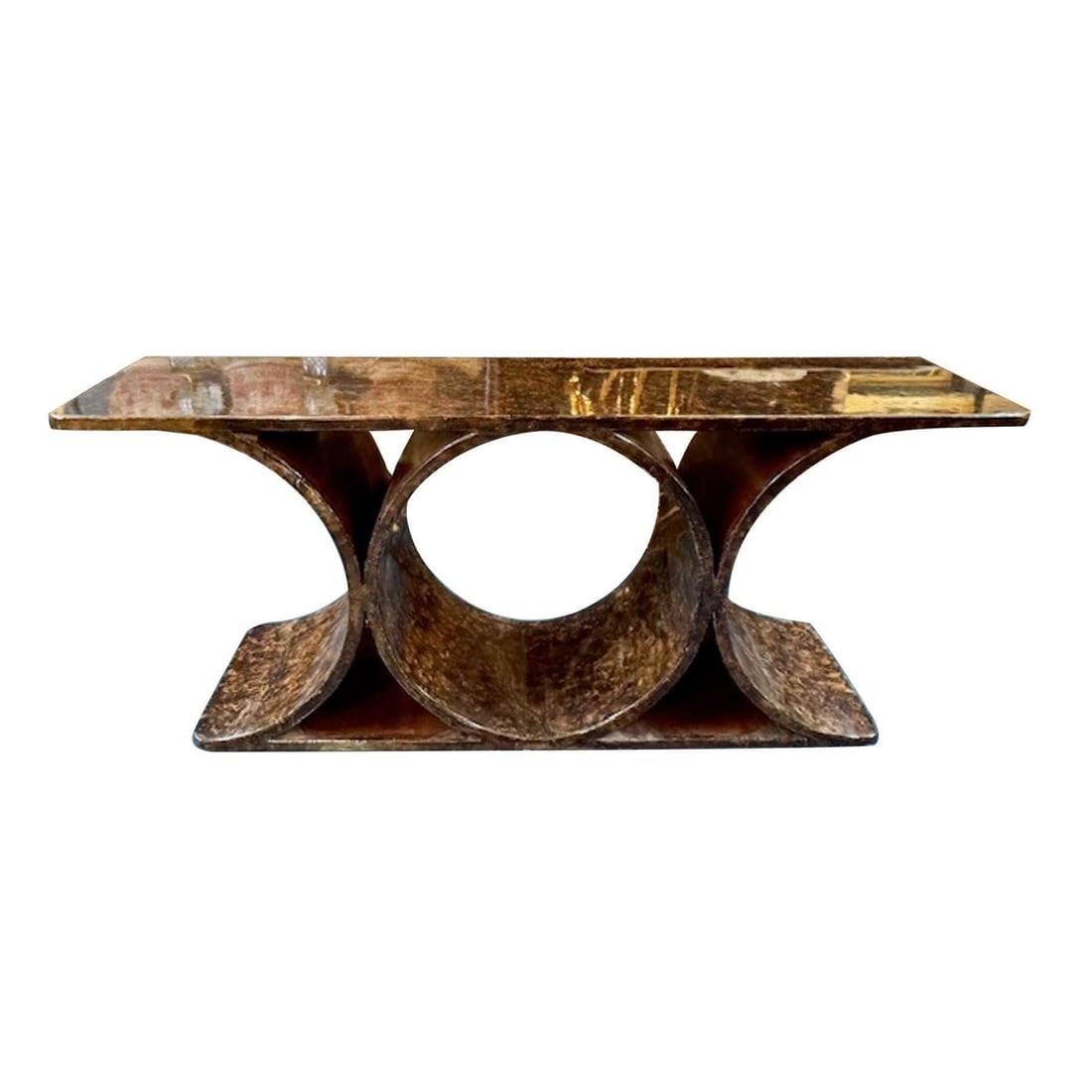 MCM Lacquered Parchment Console (1 of 2)