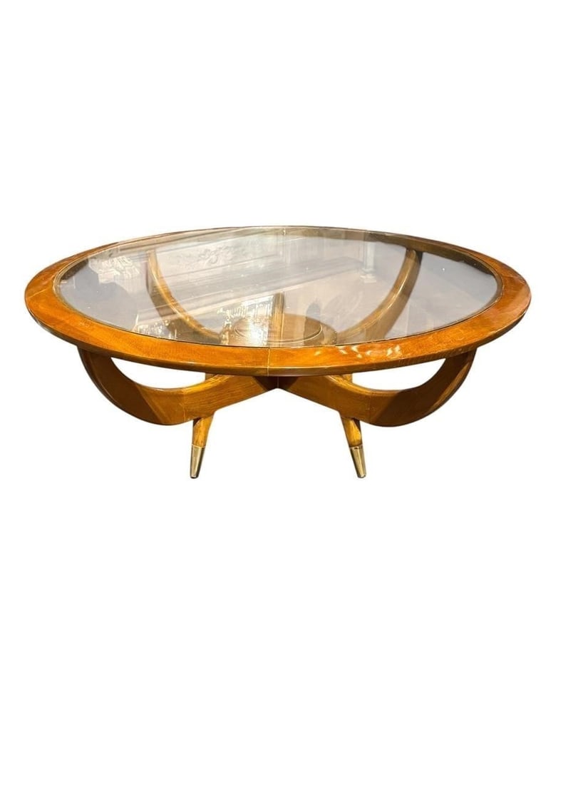 Art Deco Walnut and Brass Low Table: This lot is located in Dallas, TX May have age appropriate wear consistent with use such as marks on the finish, scratches, scuffs etc. Please review photos carefully and ask questions prior to