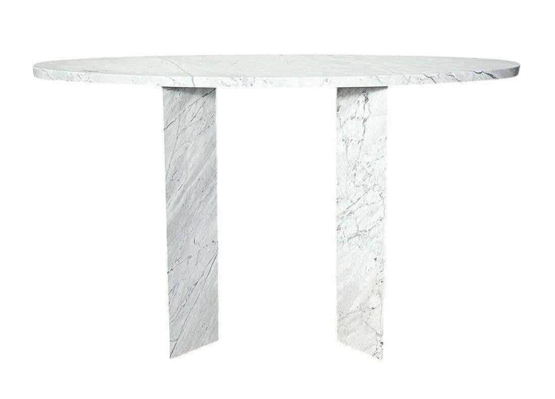Italian Carrara Marble Console: This lot is located in Dallas, TX May have age appropriate wear consistent with use such as marks on the finish, scratches, scuffs etc. Please review photos carefully and ask questions prior to biddin