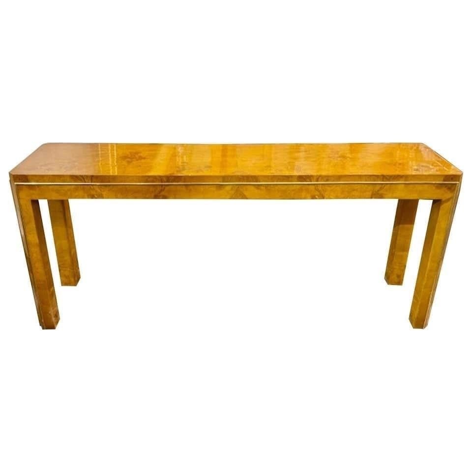 Milo Baughman Burlwood and Brass Console (1 of 3)