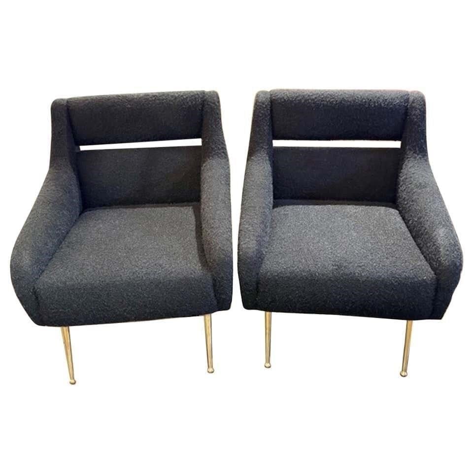 Pair of Italian Zanuso Design Armchairs: This lot is located in Dallas, TX May have age appropriate wear consistent with use such as marks on the finish, scratches, scuffs etc. Please review photos carefully and ask questions prior to