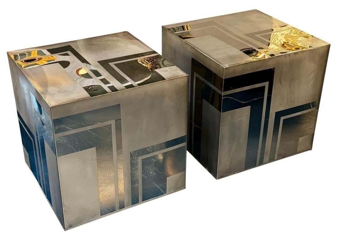 Pair Paul Evans style Design Cityscape Cube Tables (1 of 4)